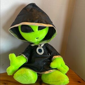 Believe the Green Alien Plush Toy with Black Hooded Cape 16”